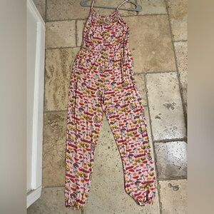 Posh Peanut Malibu Barbie Colorful Tropical Print Sleeveless Jumpsuit